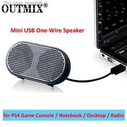 Portabla högtalare Outmix Portable Speaker Mini Speaker USB Powered Stereo Computer Speaker Högtalare Subwoofer Lämplig för PS4 -spel bärbara datorer Z230801