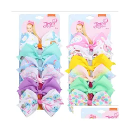 Hair Accessories 126 Color 5 Bow Girl Colorf Print Barrettes Rainbow Kids Party Christmas Clipper Drop Delivery Baby Maternity Dhe68