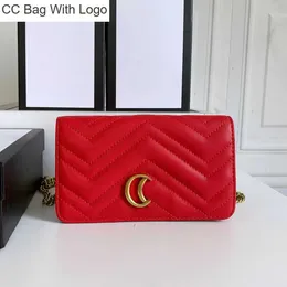 أكياس كتف مصغرة من CC Marmont Bag Crossbody Women GGM Red and Gold Chain 9A Designer Handbag Messenger Ripple Ripple حامل أزياء