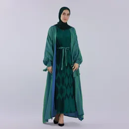 Vêtements ethniques été miroitant Dubai Abaya pour les femmes manches bouffantes soirée islamique musulman Kimono Hijabi Robe (pas d'écharpe intérieure)