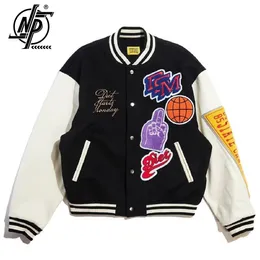 Męskie kurtki wysokiej jakości Hip Hop Varsity Men kobiety list haftowy Flocking Bomber Jacket Harajuku Coats Baseball Emwear 2307731
