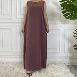 Ethic Clothing Długa sukienka Nida Sleveless Under Abaya Solid Color Islam Woman Dubai Muzułmańska bielizna podstawowa warstwa szata swobodna skromność