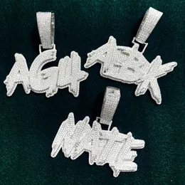 Mosang Stone Letter Hip Hop Naszyjnik 925 Grass Burr Letter DIY Połączenie Personalizowana biżuteria w zawieszce w zawieszaniu