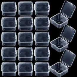 Jewelry Boxes 48 Packs Clear Small Plastic Containers Transparent Storage Box with Hinged Lid for Items Crafts Package Cases 230801