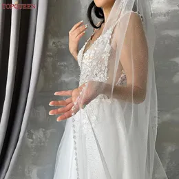 Bridal Veils Topqueen V179 Sparing Veil Kryształowy z koraliki Luksusowy Luksusowy Katedra długość 1 warstwy szampana