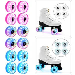 Skate Accessories 4 Pack Roller Wheels Lysande blinkande hjul för dubbel Radskridskor och skateboard utomhussportparker delar 230801