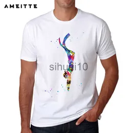 T-shirt da uomo 2019 Fashion Watercolor Design Scuba dive T Shirt Summer T-shirt fitness di alta qualità Bodybuilding da uomo T-shirt manica corta J230731