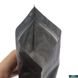 Sacos plásticos de folha de alumínio pequenos pretos foscos com fecho de zíper à prova de cheiro Herb em pó vedável por calor