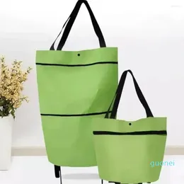 Shopping Bags Portable Folding Pull Cart Trolley Bag Food Organizer Vegetables With Wheels Foldable Package Reusable