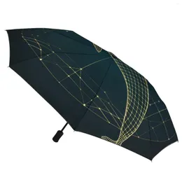 Ombrelli Delfino 8 costole Ombrello automatico Arte minimalista Geometria astronomica Cappotto nero antivento portatile per uomo donna