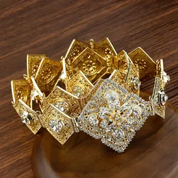 Andra modetillbehör Sunspicems French Gold Color Women Belt Chain Crystal Metal Midjeband Marocko Wedding Caftan Dress Belt Justerbar längd 230731