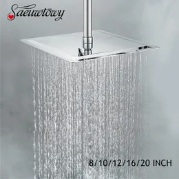 Chuveiros de banheiro Acessórios de banheiro ultrafinos Slim 8 "/ 10" / 12 "/ 16" / 20" Quadrado 304 Aço inoxidável Rain Shower Chrome 230731