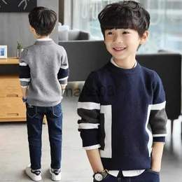 Sweter dla dzieci dla dzieci dla dzieci dla nastolatka dla nastolatków Student One Warm Pullover Knitted Sweters Boys Ubrania 4 5 6 7 8 9 10 11 14T J230801