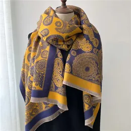 Lenços de inverno Quente Paisley Print Neckercheif Cachecol para Mulheres Luxo Cobertor Grosso Poncho Bandana Design Envoltório de Cabeça Echarpe Bufanda 2022 Y23