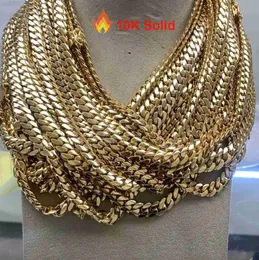 Custom Stylist Design Cadena Cubana Italian Handmade Real 10K Yellow Gold Solid Miami Cuban Link Necklace Hip Hop Men Jewelry
