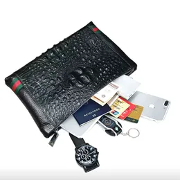 Clutch de couro puro fashion crocodilo bolsa envelope de negócios de grande capacidade bolsa clutch feminina bolsa de couro unissex