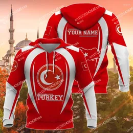 Bluzy męskie National Emblem Turkey Flag 3D Printed Blushirts Zip z kapturem dla mężczyzn i kobiet Casual Streetwear Style Ubrania męskie