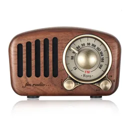Radio Vintage Retro Bluetooth50Ser Walnut Wood FM med gammaldags klassisk stil Stark basförbättring TF -kort 230801