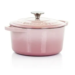 Artisan 2 Piece 3 Quarts Enamled Cast Iron Dutch Oven in Blush Pink