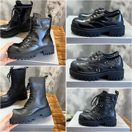 Paris Botas Masculinas Femininas Rhino Derby Tractor Trooper Bota Designer Strike Boots Couro Moda Preto Baixo Alto Chunky Bota Top Qualtiy Tamanho 35-46 Trooper Boot