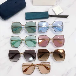 2023 luxury designer sunglasses G Family's New Dark Glasses Ni Lu Han Same Style Metal Herringbone Hollow Large Frame Irregular Sunglasses GG0817S