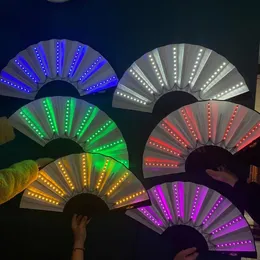 Decorazione per feste Luminoso pieghevole Glow Fan 13 pollici Led Gioca colorato tenuto in mano Abanico Rave Fan per Dance Neon DJ Night Club Party SN4193
