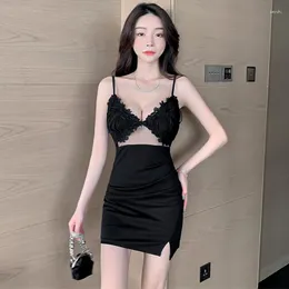 Casual Dresses #3159 Black White Mini Dress Women Backless Sexy Party Night Hollow Out Short Female Camisole Woman Tight Summer
