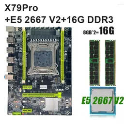 Moderbrädor Keyiyou X79Pro Motherboard Set LGA 2011 V1 V2 med Xeon E5 2667 Processor och 2st 8G 16GB DDR3 ECC REG RAM -kit