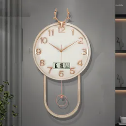 Wall Clocks Aesthetic Digital Clock Bedroom Calendar Quiet Temperature Unique Quartz Living Room Modern Saat Decor Home Interior