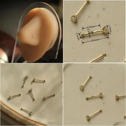 Nose Rings Studs Goldtutu Piercing Body Jewelry 14K Real Gold Custom Au585 230303 Drop Delivery Dhzhl