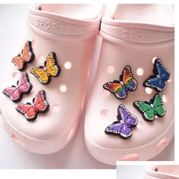 Аксессуары для ботинок аксессуары бабочка мультфильм из ПВХ чары обуви Гружки с фигурой фигура Fit Bracelets Clog Jibz Girst Girls Gift Series случайным образом