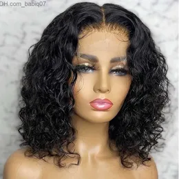 Synthetic Wigs Brazilian Deep Wave Front Wigs Short Wigs Human Hair Jerry Curl Bob Wig PrePlucked Hairline Wigs For Women Sale Z230801