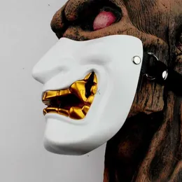 Maski imprezowe starożytny japoński potwór Hannya Cosplay Mask Half Face Samuraj Mask Halloween Masquerade Halloween Party Maski Props HKD230801