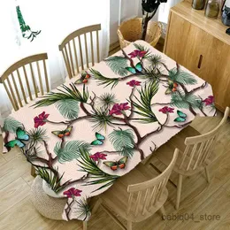 Bordduk Fashion Vintage Butterfly Printed Tracloth Home Party Rectangle TablecoLt Wedd Pise Pise Resistant Decoration R230823