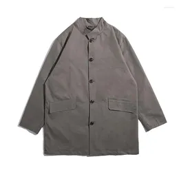 Męski okopa płaszcza Japonia Koreańska odzież uliczna moda luźna swobodna vintage długa kurtka towarowa wykopa zewnętrzny miastoboy płaszcz męski odzież wierzchnia