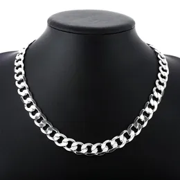 Strängsträngar 925 Sterling Silver Necklace For Men Classic 12mm Chain 1830 Inch Fine Fashion Märke smycken Party Wedding Presents Fast Ship 230801