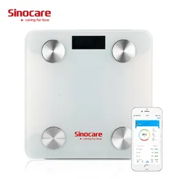 Andra hälsoskönhetsartiklar Sinocare Body Fat Scale Digital badrumsvikt BMI Composition Analysator med smartphone -app Bluetooth 230801