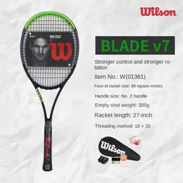 Tennis Rackets racket blade98 V7 tennis allcarbon beginner and male student single training suit 230731