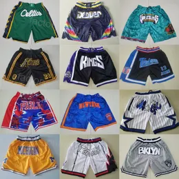 Esporte Basquete Shorts com Bolso Sólido Com Zíper Just Don Calça de Moletom com Cordão Vestir HipPop Zíper Mosca Curto Costurado Gordon Hayward Jaden Ivey Aaron Feriado