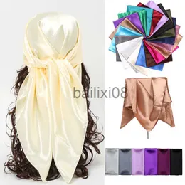 Cachecóis 90cm Cores Sólidas Lenço Hijab Cachecol Para Mulher Seda Cetim Tiara Cachecóis de Cabelo Feminino Xales Quadrados Lenços de Cabeça para Senhoras J230801