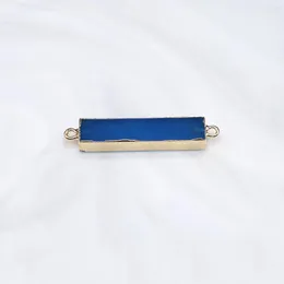Charms Rectangle Blue Dongling Natural Stone Pendant Jewelry Connector DIY Making Necklace Bracelet Accessories Gift 8x35mm