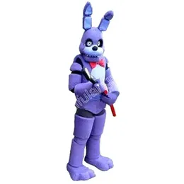 Creepy Purple Bunny Mascot Costume Cartoon Character Outfit Suit Halloween Party Outdoor Carnival Festival Fancy Dress for Men Women