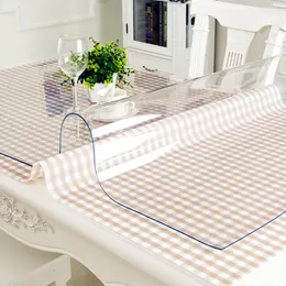 Tkanina stołowa PVC Transparent Table Cloth Cover Oilmood Plastikowe stół tkaniny jadalnia pokrowca miękka szklana kuchnia 1,0 mm 230731