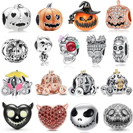 Designer popolare charms decorazione zucca di Halloween auto 925 ciondolo teschio in argento accessori per gioielli collana braccialetto Pandora fai da te con scatola originale