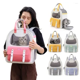 Kattbärare Portable Pet Carrier Bag Breattable Double Shoulder Handbag Outdoor Travel Transport Ryggsäck med fönstertillbehör