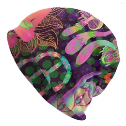 Berets trippy grzyby znak pokój motyli męskie czapki dla kobiet na zewnątrz maski czapki unisex dzianinowy czapek hopowy czapkę