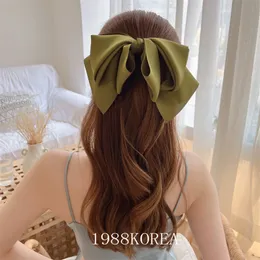 Headwear Hair Accessories Korean Women Clips Satin Multilayer Barrette Bow Sagging Hairn Pins Large Elegant Vintage Overhead Clip 230801