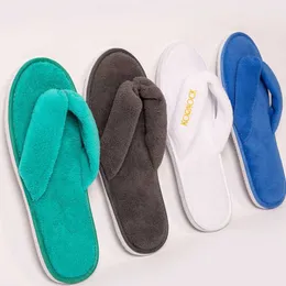 Slippers 4Pairs/Lot Cheap Winter Hotel Slippers Men Women Travel Disposable Cotton Flip-Flops Home Hospitality Soft SPA Guest Slides