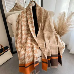 Cachecóis Moda Xadrez Inverno Feminino Cachecol Caxemira Cobertor Quente Xales Grossos e Wraps Bufandas Feminino Poncho Macio Borla Echarpe Cachecol Y23