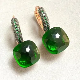 Dangle Earrings 10.6mm Classic Nudo Inlay Green Zircon With Gun Black Plated For Women Drop Candy Square Crystal